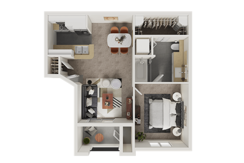Floor plan for 1 bed, 1 bath, 648 sqft